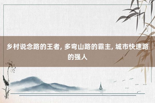 乡村说念路的王者, 多弯山路的霸主, 城市快速路的强人