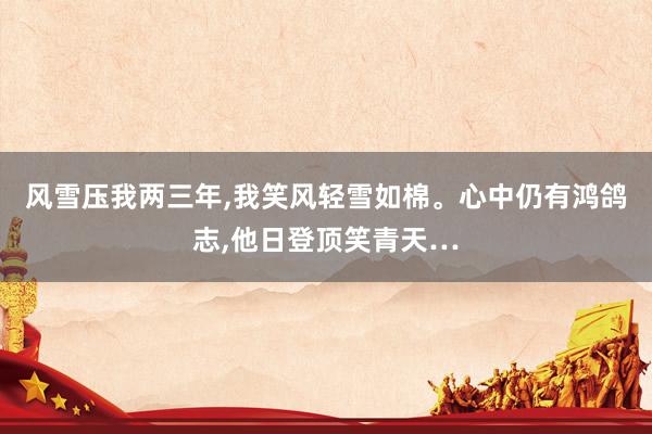 风雪压我两三年,我笑风轻雪如棉。心中仍有鸿鸽志,他日登顶笑青天…