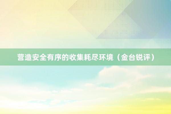营造安全有序的收集耗尽环境（金台锐评）