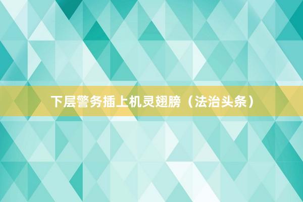 下层警务插上机灵翅膀（法治头条）