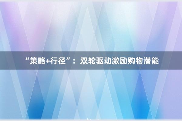 “策略+行径”：双轮驱动激励购物潜能