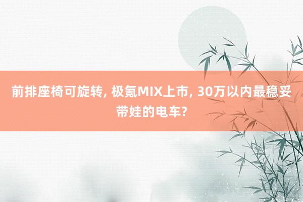 前排座椅可旋转, 极氪MIX上市, 30万以内最稳妥带娃的电车?