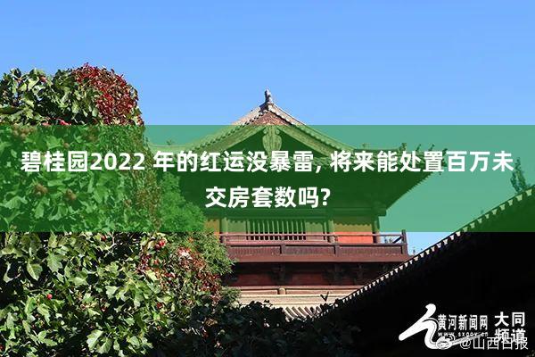 碧桂园2022 年的红运没暴雷, 将来能处置百万未交房套数吗?